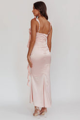 Blushing Ruffle Trim Midi Dress Baby Pink